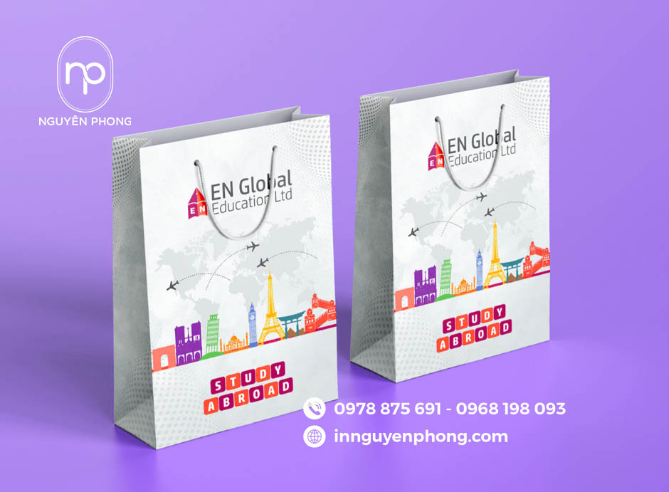 Mẫu túi giấy đựng sách dáng đứng 